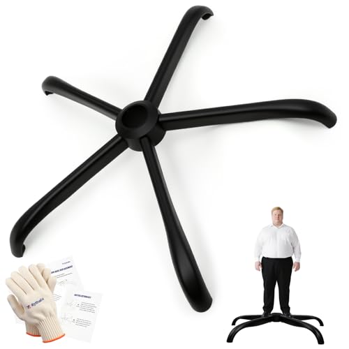 Rythalix 28 Heavy Duty Office Chair Base Replacement Parts for Most Office/Desk Chair - 2400 Lbs Capacity Matte Black Metal Chair Legs with Universal Casters Sockets