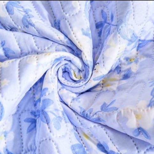 Image of HOMETHREADS Premium Cotton Chair Cover Set | Soft & Comfortable Seat Covers with Anti-Skid Non-Slip Backing + Waterproof Dining Table Cover (150x240 cm) White SkyBlue, 8 Chair Covers + 1 Table Cover
