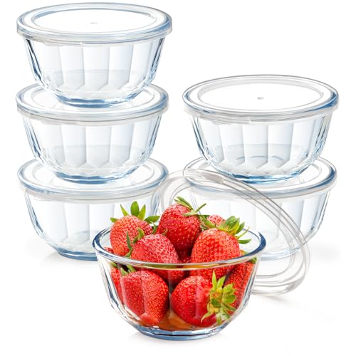 NUTRIUPS Juego de 6 cuencos de vidrio con tapas, 500 ml