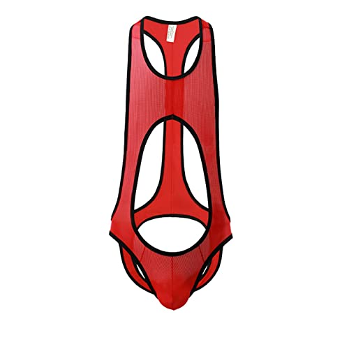 Men's Leotard Bodysuit Stretch Wrestling Singlet Jumpsuit Thong One-Piece G-String Underwear Hollow Out3