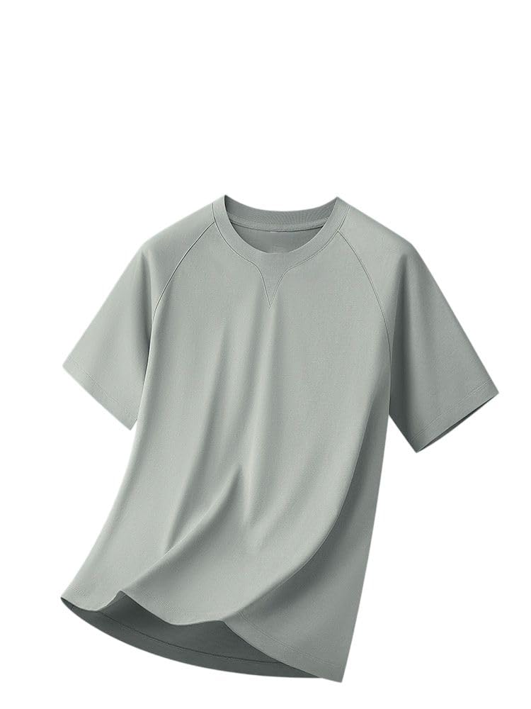 Camiseta de manga corta de algodón con cuello redondo para hombre, ajuste holgado, para uso diario, hogar, viajes