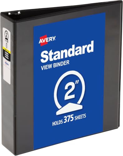 Image of Avery Economy View 3 Ring Binder, 2 inch Round Rings, 1 Black Binder (05781) (Pack of 12)