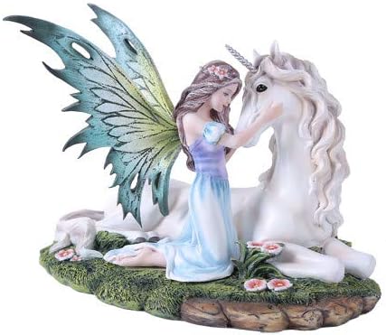 Pacific Giftware Fairy Princess with Unicorn Statue Meadow Flowers Fairyland Legends Collection