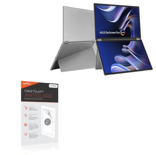 BoxWave Screen Protector Compatible With ASUS ZenScreen Duo OLED Portable HDR Monitor (14 in) - ClearTouch Anti-Glare (2-Pack), Anti-Fingerprint Matte Film Skin