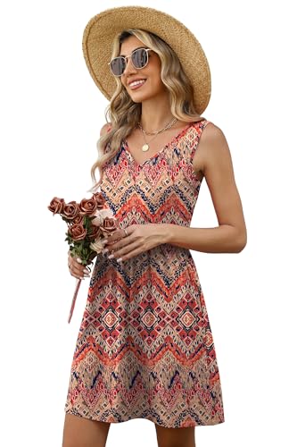 Image of WIHOLL Summer Dresses for Women 2026 Casual V Neck Sleeveless Tank Dress Beach Sundresses with Pockets