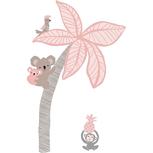 Image of Calypso Pink/Taupe Koala and Palm Tree Nursery Wall Decals/Appliques