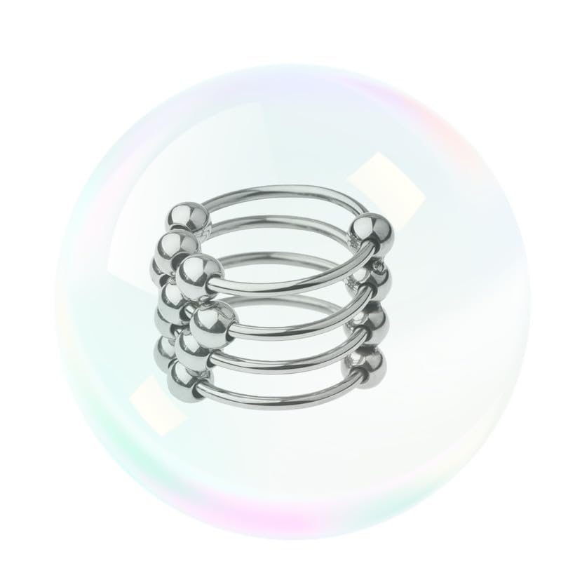 Male's New Stainless Steel Multi-Point Four Layer Folding Ring, Adjustable Size Stretchin…