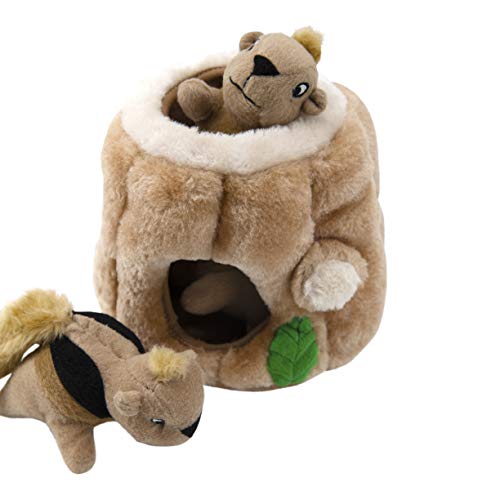 Outward Hound Kyjen 31011 Hide-A-Squirrel Quietschspielzeug Hundespielzeug 4-teilig, Größe L, Braun