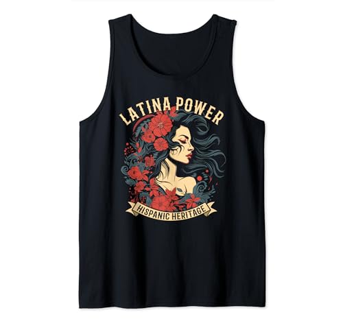 Hispanic Heritage Latina Power Flores Mujeres Camiseta sin Mangas