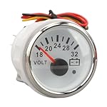 52mm-Voltmeter-GaugeAutomotive-Replacement-Voltmeter-Gauges-18V-32V-White-Dial-Face-Silver-Bezel-Universal-Electrical-Pointer-Voltage-Meter-for-RV-Boat-DC9-32VDisplay-Waterproof-Voltmeter