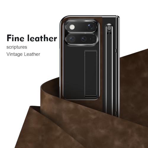 Coque de protection intégrale antichoc pour Pixel 11 Pro Fold en cuir café