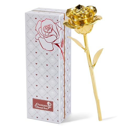 Mikasol 24K Gold Dipped Golden Rose – Elegant Eternal Flower with Message Puzzle Stand – Gift of Appreciation for Mom, Wife, or Mentor