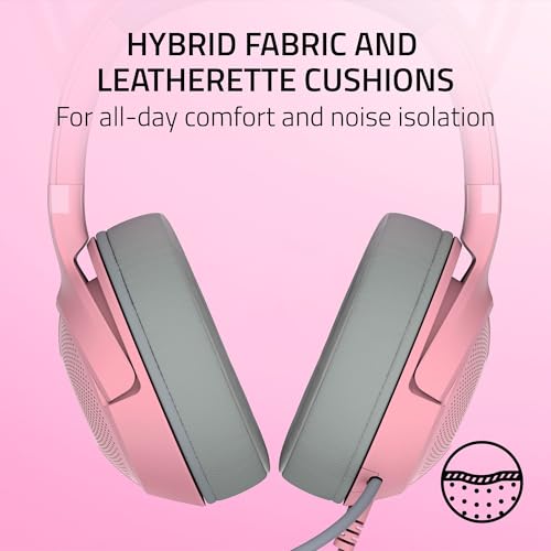 Razer Kraken Kitty V2 USB Wired Headset: Chroma RGB Kitty Ears - Stream Reactive Lighting - HyperClear Cardioid Mic - 40 mm Drivers - 7.1 Surround Sound - Comfortable Ear Cushions - Quartz Pink - image 7
