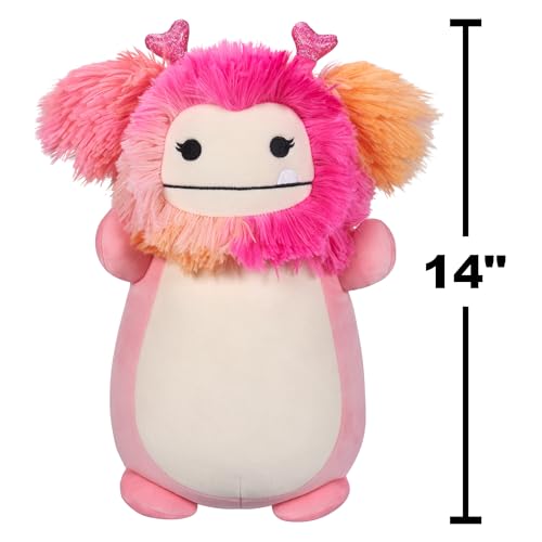 Image of Squishmallows HugMees Original 14-Inch Caparinne Pink Bigfoot with Heart Headband - Ultrasoft Official Jazwares Large Plush