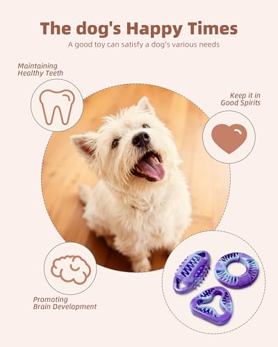 ETIALURE Juguetes Masticables Morados para Cachorros, Juguetes Interactivos de Goma para Limpiar los Dientes de los Perros, Comedero Lento para Mascotas para Reducir el Aburrimiento (Triangular) - imagen 4