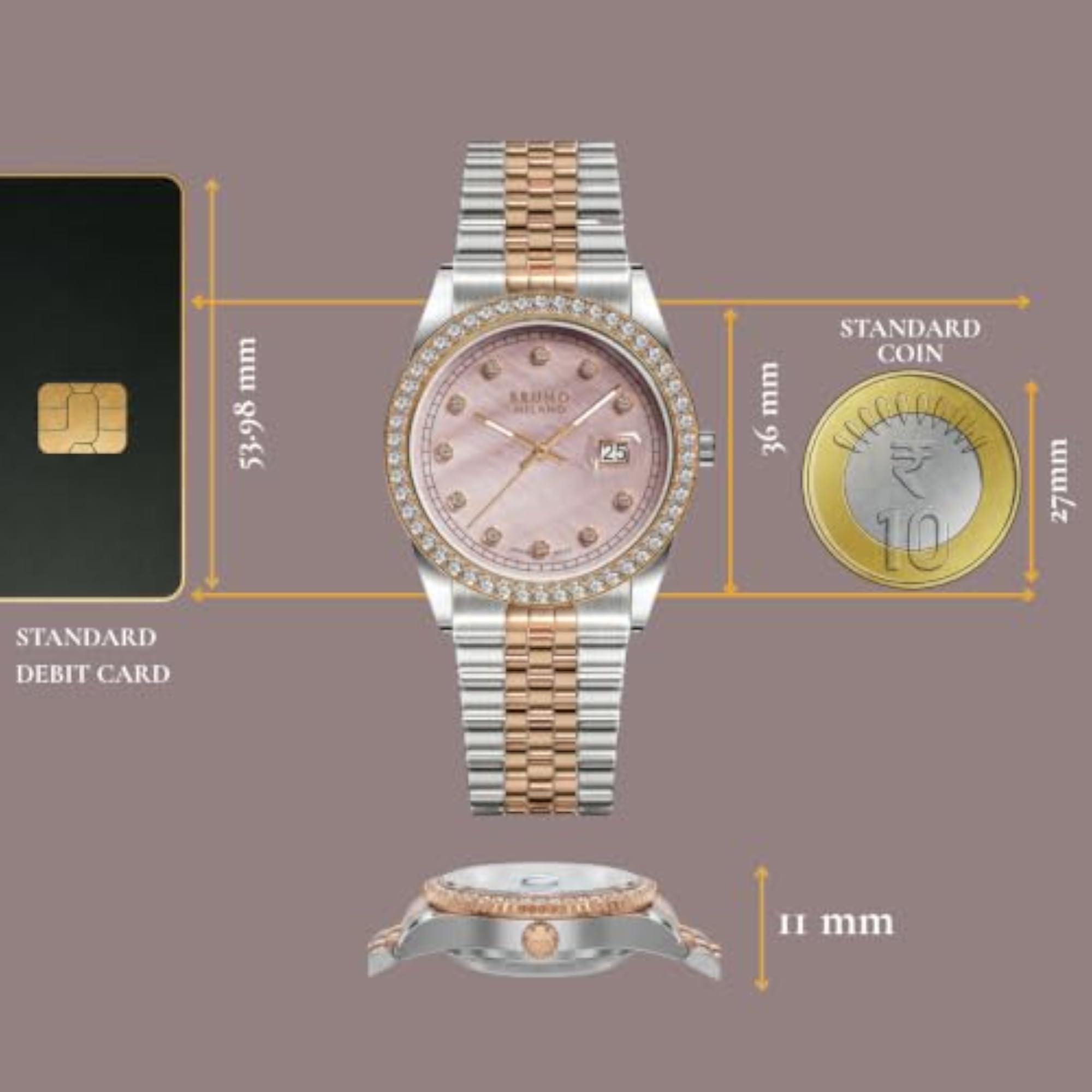Women's Sophisticated Watch with Diamonds and Stone Dial