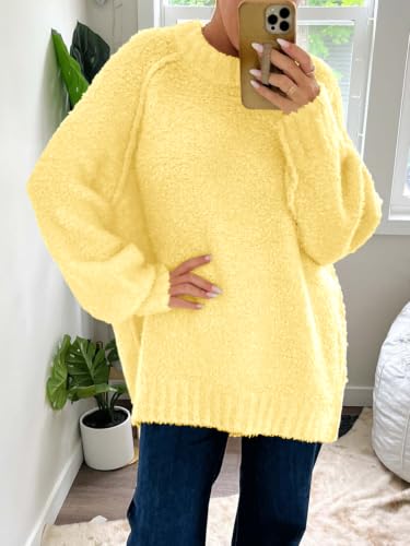 Image of Saodimallsu Womens Oversized Sweater Fuzzy Long Sleeve Casual Tunic Sweater