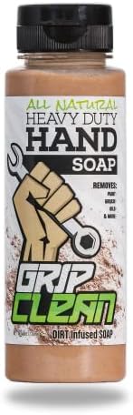 Grip Clean | Hand Cleaner for Auto Mechanics - Heavy Duty Pumice Soap, Dirt-Infused Hand Soap Absorbs Grease/Oil, Stains, Odors & More. All Natural Soap with Moisturizing Ingredients. Lime Scented for Men & Mechanics (Squeeze Bottle)
