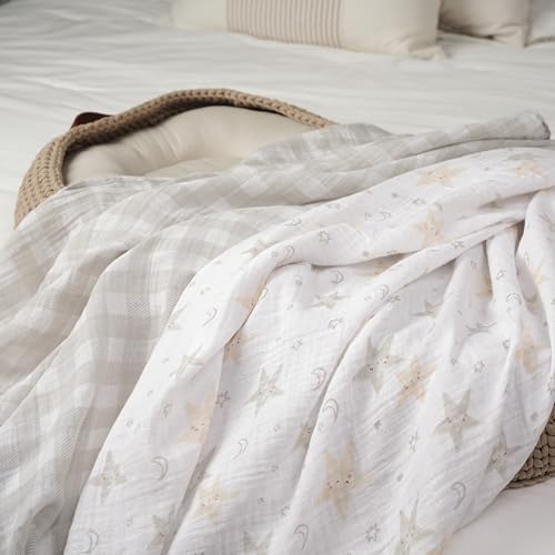 Gerber Baby Unisex 2-Pack Muslin Blanket, Celestial, One Size - image 4