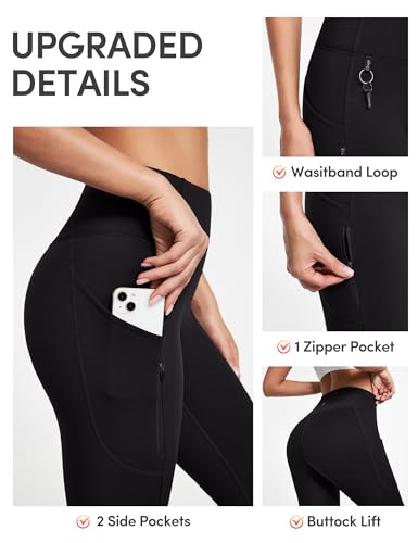 IUGA Fleece Lined Leggings Women Water Resistant Thermal Leggings Winter Warm Tights High Waist Hiking Pants with Pockets4