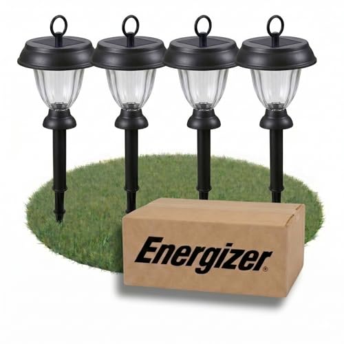 Energizer Outdoor Solar Lights - 8 Pack 3-in-1 LED Landscape Lighting with 15 Lumen Output Heavy Duty Waterproof & Stainless Steel Solar Garden Lights for Lawn Walkway & Backyard Decor - Black