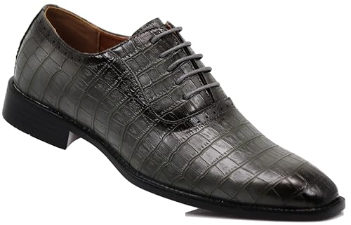 Image of Gator3N Men's Alligator Crocodile Print Oxfords Fashion Lace Up Dress Shoes