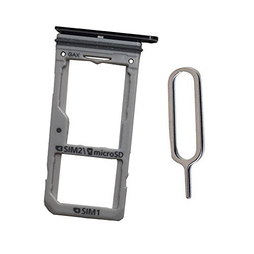 Dual SIM Card Tray &Micro SD Card Slot Holder Replacement for Galaxy S8 S8+ Plus (Midnight Black/Dual sim)