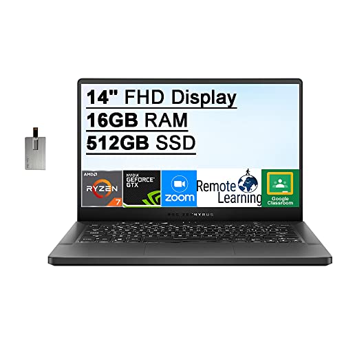 2021 ASUS ROG Zephyrus G14 14" FHD Gaming Laptop Computer, AMD Ryzen 7-5800HS (Beats Intel i7-11750H), 16GB RAM, 512GB SSD, Backlit Keyboard, GeForce GTX 1650 Graphics, Win 11, Gray, 32GB USB Card