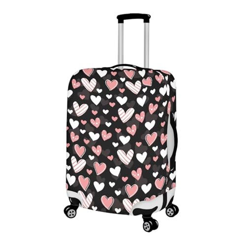 Image of Mumeson Pink Hearts Luggage Cover Anti-scratch Washable Suitcase Cover for Men and Women Elastic Suitcase Protective Covering for Ladies Teen Girls Dailyuse