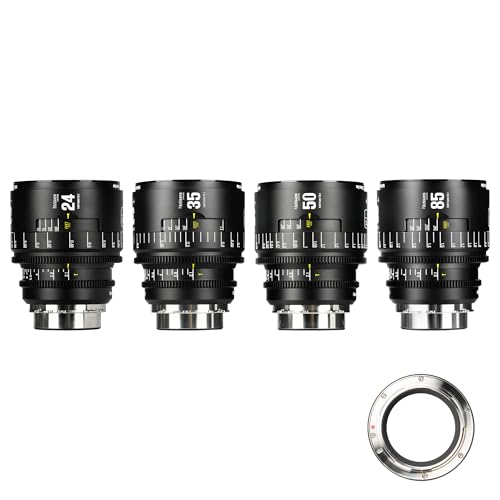 7artisans 24/35/50/85mm T2.1 Infinte Series Professional Full Frame Manual Cine Lens Compatible for PL Mount for Photography Filmmaking,Black