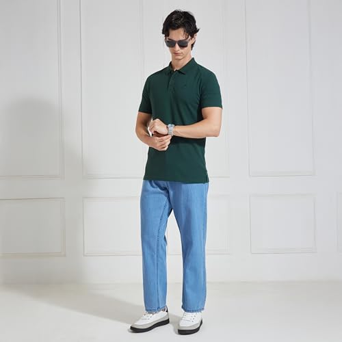 Image of Campus Men Cotton Blend Polo T-Shirt