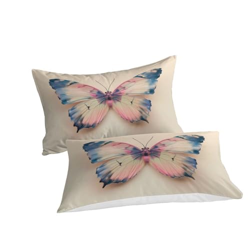 Housses de couettes microfibre super douce imprimé papillons 3D premium - 3