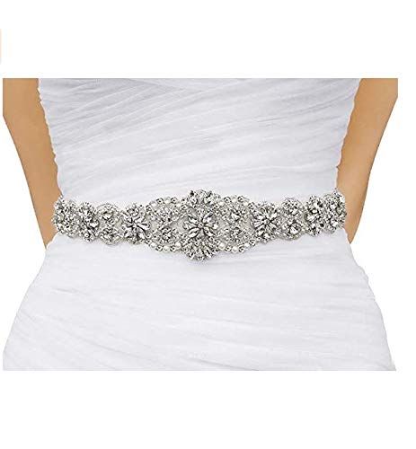 Womens Wedding Bridal Belts Shiny Rhinestone with Pearls Handmade Sash Belts for Bride and Bridesmaid3