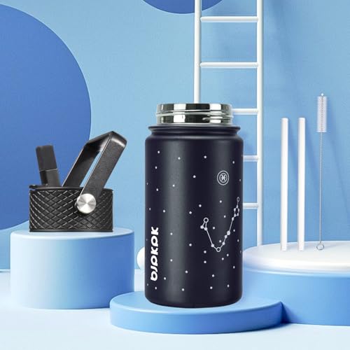 Image of BJPKPK Insulated Water Bottle, 15oz Stainless Steel with Straw Lid