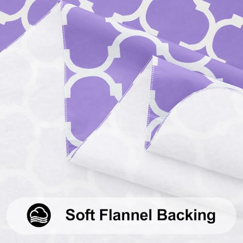 Image of Smiry Round Table Cloth, Flannel Backed Vinyl Tablecloth, 60 inch Round | Waterproof Plastic Tablecloths, Wipeable Table Cover for Dining, Indoor and Outdoor (Lavender)