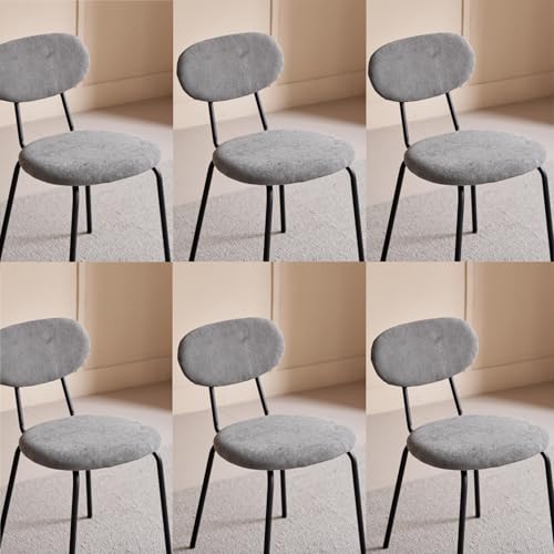 JZGORC Lot de 6 Chaises de Salle à Manger, Chaise de Cuisine Empilable, Chaise Rembourrée de Loisirs Moderne Moderne avec Pieds en Métal Noir pour Salon,...