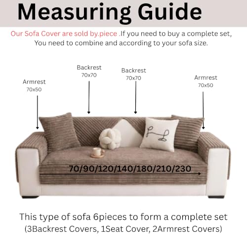 Image of HOMETHREADS 600GSM Thick & Soft Rabbit Fur Plush Sofa Cover-Luxurious Cozy Slipcover, Washable & Pet-Friendly, Anti-Scratch Protector for Sofas (Khaki, 5 Seater | 230x70cm)
