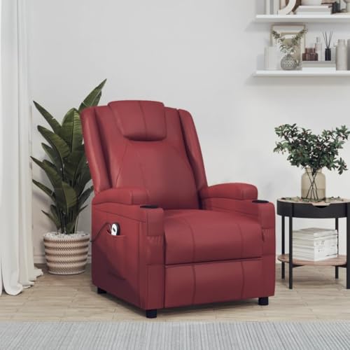 SKM Sillón elevable Cuero sintético Rojo