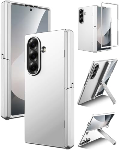 Coque Samsung Z Fold 7 argentée avec protège-écran et béquille