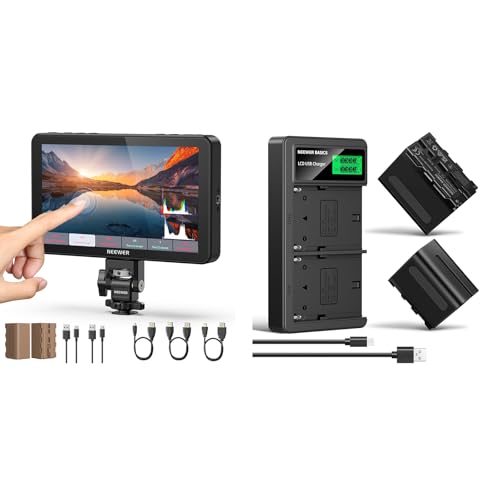 Image of NEEWER F700 7" Camera Field Monitor with 2 NP-F750 Batteries & 2Pcs NP-F970 7800mAh Replacement Battery Set, 2000nit HD 1920x1080 IPS Touch Screen with 3D LUT, 4K HDMI Loop in/Out