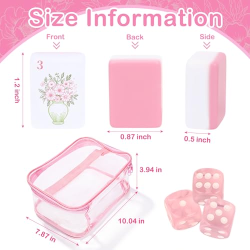 Set de Mahjong Americano con 166 Fichas y Bolsa Rosa miniatura 3