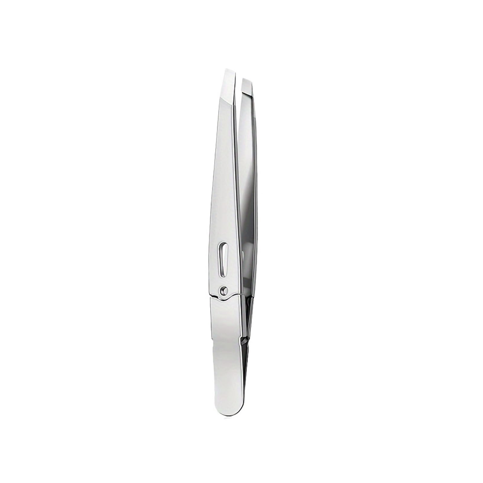Zgxnyi Silvery Eyebrow Tweezers Stainless Steel Eyebrow Tweezers Hollow Colored Multi-Purpose Slanted Mouth Beard Removal Clip(Silvery)
