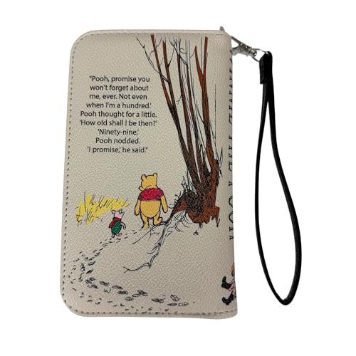 Image of Women's Bifold Wallet Winnie the Pooh Book Wristlet, Beige 7 Inch