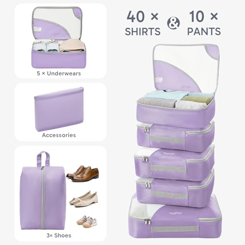 Image of OlarHike 10 Set Packing Cubes for Travel,Gifts for Women Mom,Anti-Tearing Suitcase Organizer,with Over 1000 pcs Mesh Holes,Vacation Essentials & Accessories for Cruise Ship