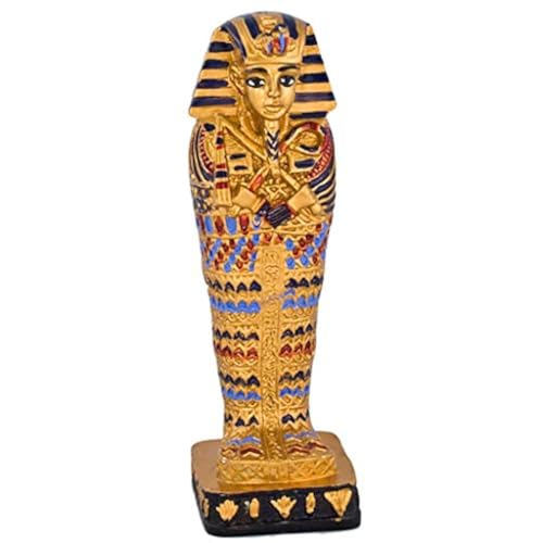 Discoveries Egyptian Imports - Sarcófago de pie (pintado a mano, adornos dorados y multicolores)