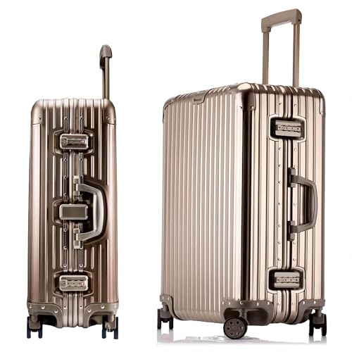 yuweijie Maleta de Cabina Aluminio · Maletas de Viaje con TSA · 4 Ruedas Dobles 360 · S · 55 cm · 45L · Oro Titanio
