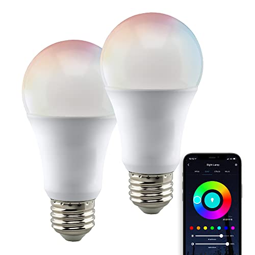 Satco S11253 Starfish 9.5-Watt A19 WiFi Smart LED Color-Changing Light Bulb, Works with Siri, Alexa, Google Assistant, SmartThings, 2700K-5000K, 800 Lumens, 2-Pack