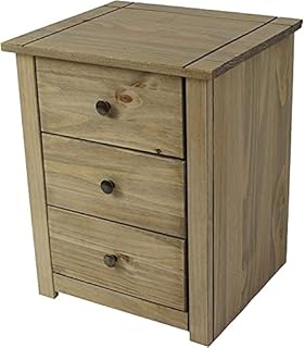 Vida Designs Panama Bedside Chest 3 Drawer, Natural Oak