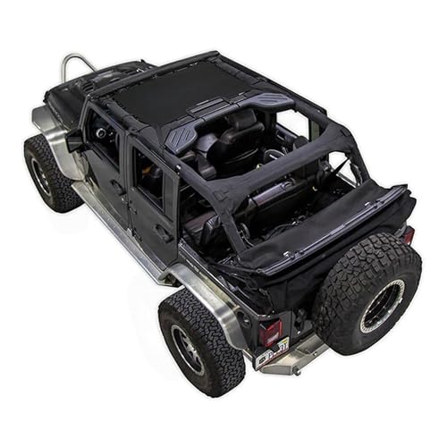 SPIDERWEBSHADE Original JK or JK 4-Door Half Sunshade Top (2007-2017) Compatible with Jeep Wrangler JK 2-Door or JKU Rubicon Sahara Sport All Trims - Airbag Safe - USA Made - 10 Year Warranty Black