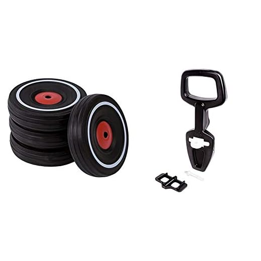 Big - Bobby Car Whisper Wheels - Flüsterräder für Rutscher Autos, Reifen-Set mit Befestigungsclips & Bobby Car Walker - 2-in-1 Lauflernhilfe und Rückenlehne in Einem, mit integriertem Kippschutz